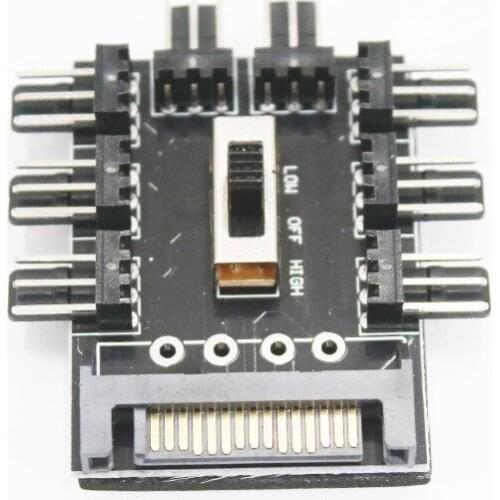 Cooler Cooling Fan Hub PC SATA 1 To 8 3Pin 12V Splitter Power Socket PCB Adapter 2 Level Speed Controller for Computer Laptop