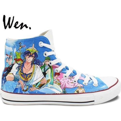 Wen Hand Painted Canvas Sneakers Design Custom Magi Men Womens High Top Anime Canvas Sneakers for Gifts