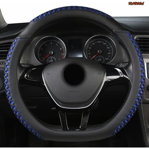 KAHOOL Leather Car Steering Wheel Cover For Ford Focus 2 3 MK2 Fiesta Fusion Mondeo MK4 Kuga Ranger F150