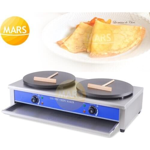 Commercial Use Crepe Maker Double Burner 220v/110v Electric Pancake Machine Grill Non stick Crepe Making Machine Pizza Cooker