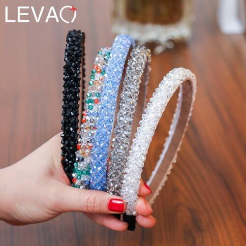 Levao Charming Crystal Beads Hairband Handmade Sawing Headband Hairband Diamond Beading Hairbands Hair Accessories Crystal Hair