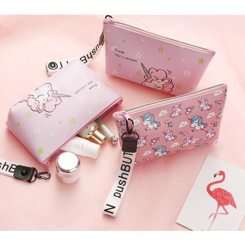 Fashion Unicorn Cosmetic Bag Travel Case Portable Waterproof Wash Makeup Bag Kids Pencil Case Student Pen Pouch Organizer Holder