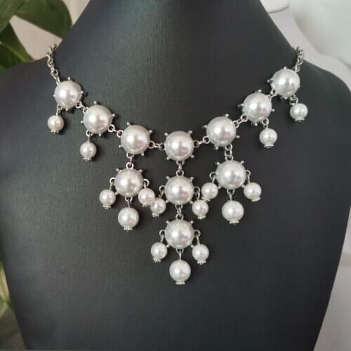 Fashion half-round pearl one piece mesh type tassel choker wedding party beautiful jewelry ladies pearl necklace for women