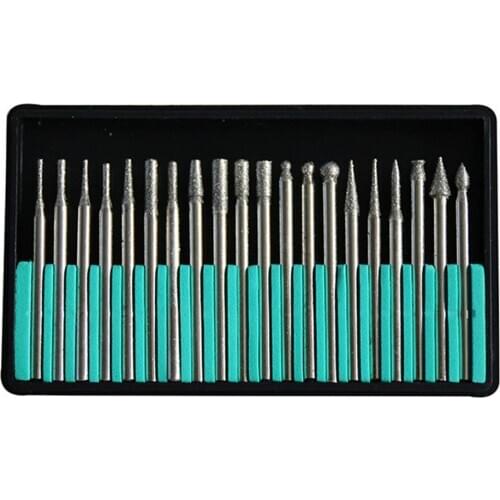 20/30Pcs Diamond Grinding Burr Needle Set Point Engraving Carving Polishing Glass Jade Stone Drill Bit Rotary Tool Drill Bit