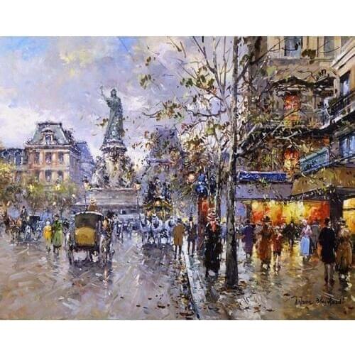 Painting By Numbers DIY Street view goddess Landscape Canvas Linen Home Decoration Picture Drawing Acrylic Art Big Size