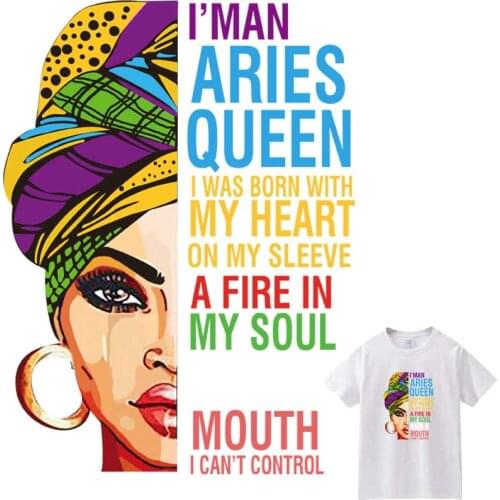 Queen Of Fashion Patches On Clothes DIY Washable Woman T-Shirt Heat Transfer Thermal Sticker Minimalism Trendy Iron For Applique