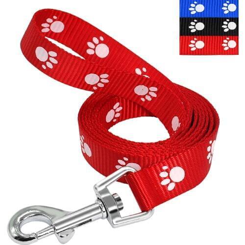 Cute Paw Dog Puppy Leash Cats Pet Walking Leash Leads Adjustable 3 Colors 3 Sizes Nylon Material