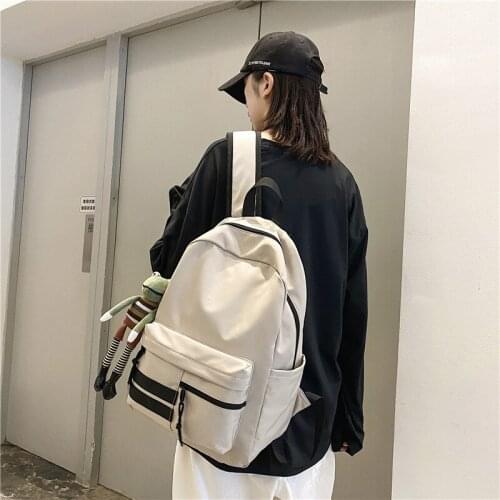 Women Trendy Nylon Backpack Casual Large Capacity School Bags For Students Pure Color Womens Travel Bag Lady Laptop Backpack