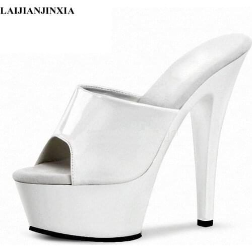 LAIJIANJINXIA New Women Slipper 15Cm High Heel Summer Shoes Women Open Toe Outdoor Slides Fashion Slippers Size 12