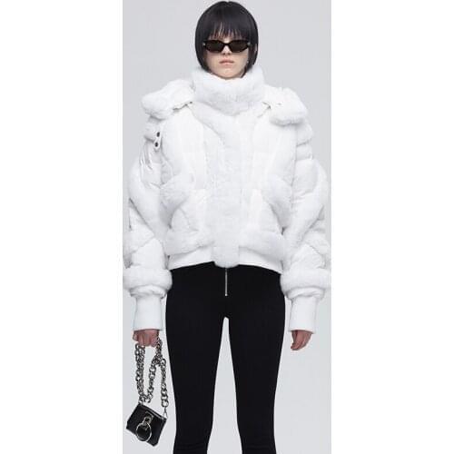Winter Furry stitching Fur Coats Duck Down Coats Female Thicker Warm High Collar Fur Coats Real Fur Parkas wy201