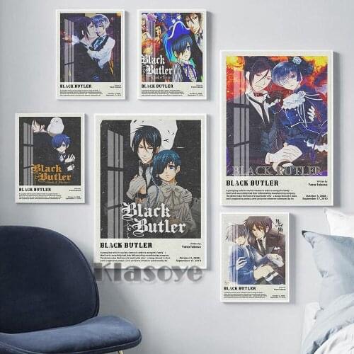 Black Butler Japanese Anime Art Print Poster Bedroom Study Home Living Room Wall Hanging Canvas Painting Home Decor Fans Collect