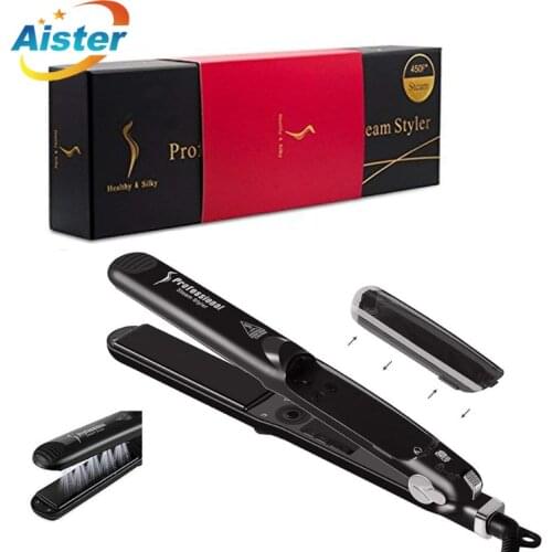 Professional 450F Ceramic Vapor Steam Hair Straightener with Argan Oil Infusion Steam Flat Iron Ceramic Vapor Fast Heating Iron