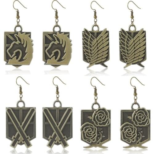 Anime Attack On Titan Drop Earring Attack Wings Shingeki Cosplay Dangle Earrings For Women Girl Ear Jewelry Party Gift