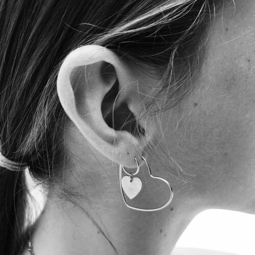 Silver Color Heart Peach Dangle Earrings For Women Simple Design Hearts Drop Earring Bohemia Party Fashion Jewelry A447