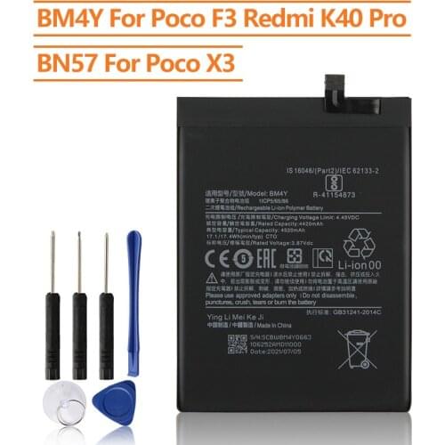 Xiao Mi Original Replacement Battery BM4Y For Xiaomi Poco F3 Redmi K40 Pro K40 Pro+ Authentic Phone Battery 4520mAh