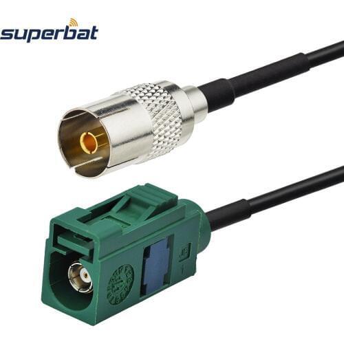 Superbat Fakra Female Jack "E" Straight to TV Jack Straight Pigtail Cable RG174 15cm RF Coaxial Cable