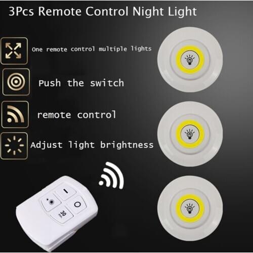 3PCS Remote Control Led Lamp Touch Sensitive Lighting Lamps Cabinet Light Bedside lamp Night Light Wall Lamp Night Light