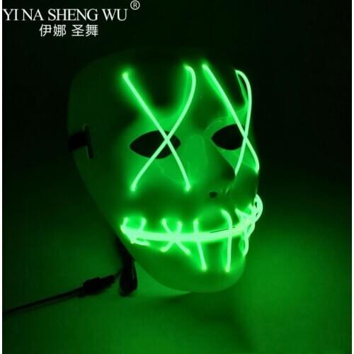 Halloween LED Mask Cosplay DJ Party Neon Light Up Masks Masquerade Carnival Costume Props Glow In Dark 10 Colors To Choose