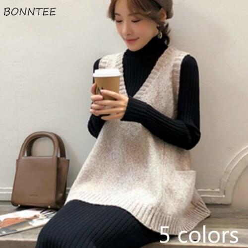 Sweater Vests Womens Loose Solid All-match Casual Stylish Daily Autumn Large Size Simple Ladies Clothing Soft Knitted Wear Ins