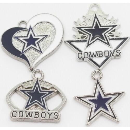 US Football Team 20pcs Mix 4 Style Dallas Star Dangle Charms Sports Hanging Charm DIY Bracelet Necklace Pendants Jewelry