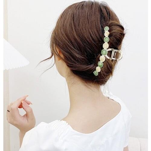 2021 New Women Elegant Marble Metal Hair Claws Shark Candy Color Hairpins Horsetail Hair Clips Headband Fashion Hair Accessories