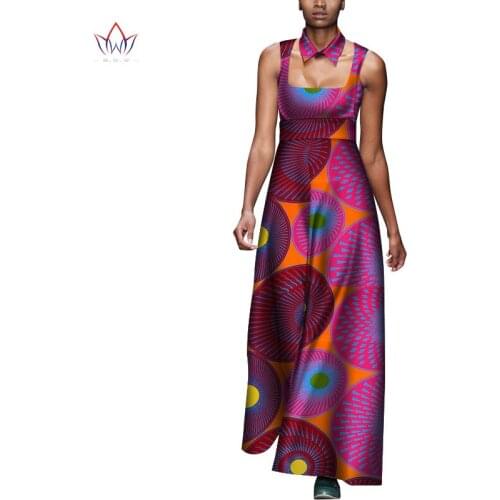 Africa Women Clothing Women Rompers Jumpsuit Riche Strap Long Wide Pants for Women High Waist Neck Jewelry Bodysuit Femme WY7486