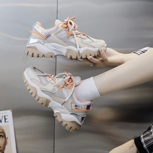 2020 Autumn Women Chunky Sneakers Platform Fashion Sports Casual Shoes Tenis Female Designers Mesh Vulcanized Shoes Woman 5cm