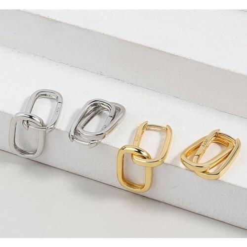 VENTFILLE 925 Sterling Silver Oval Hoop Earrings For Women Simple Temperament Earring Korean Design Jewelry