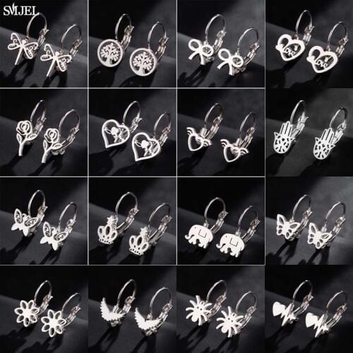 2021 New Stainless Steel Earrings for Women Fashion Jewelry Insect Owl Elephant Butterfly Dragonfly Animal Drop Earring Gifts