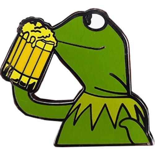 Kermit Meme The Frog Drinking Beer Pin Hard Enamel Badge