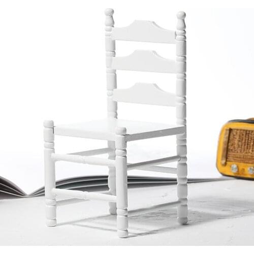 1/12 Wooden Doll House Mini Chair Dollhouse Miniature Furniture Pretend Play Toys Accessories Home Kitchen Decoration White