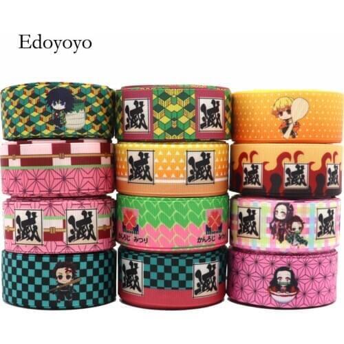 10 Yards 1' 25MM Japanese Cartoon Printed Grosgrain Ribbons For Hair Bows DIY Handmade Materials Y2020092902
