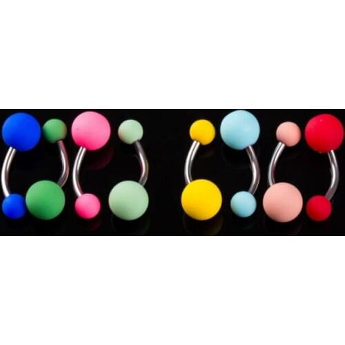 100 Pieces Stainless Steel Bar Sweet Colorful Belly Ring Acrylic Ball body piercing jewelry Candy Belly Button Ring Navel rings