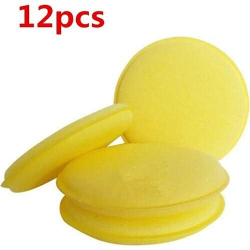 12pcs/Set Car Auto Wax Polish Foam Sponge Hand Soft Wax Yellow Sponge Pad Waxing Towel Sponge Brush Car Paint Care Cleaning