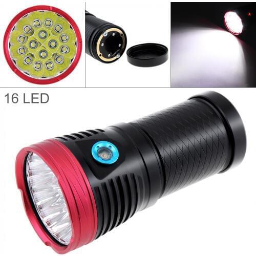 16 XML-T6 LEDs 8000LM Ultra Bright Waterproof Flashlight Torch with 4 Modes Light Support 18650 Rechargeable Battery for Fishing