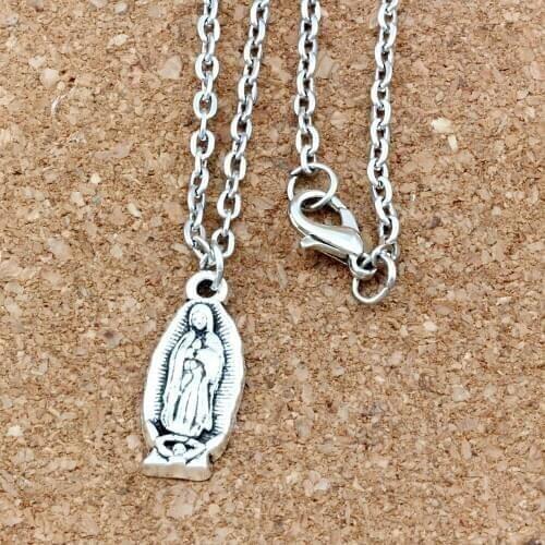 2pcs/Lots Virgin Mary Alloy Religion Charms Pendant Necklaces Jewelry DIY 23.6 Inches Chains A-388d