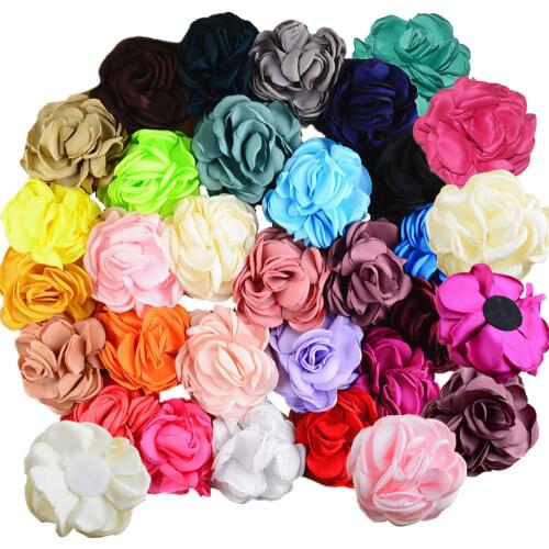 26pcs/lot 9.0cm Large Burnt Satin Rose Flower Girl Hair Clip Accessories Wedding Decoration H0130