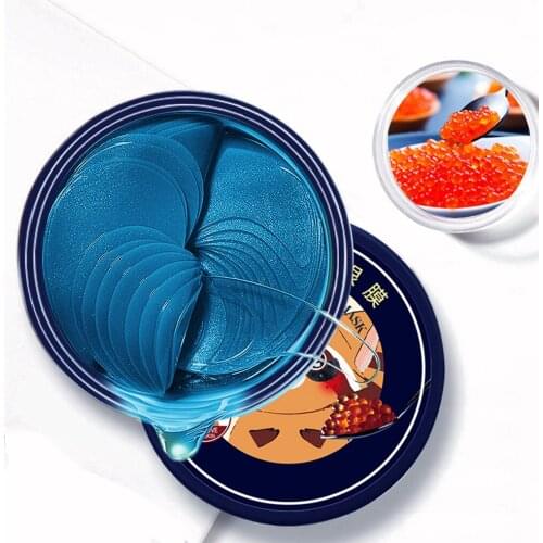 Caviar Extract Eye Masks Fade Dark Circle Hyaluronic Acid Anti Aging Eye Patches Crystal Collagen Eye Pads 60Pcs Skin Care Produ