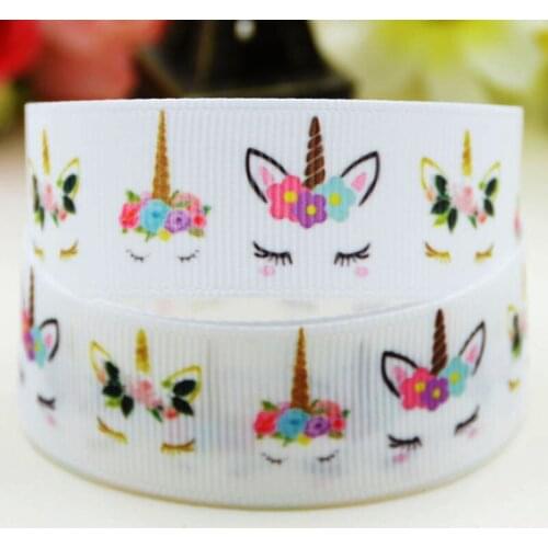 7/8'' 22mm,1" 25mm,1-1/2" 38mm,3" 75mm Unicorn Cartoon Character printed Grosgrain Ribbon party decoration X-01961 10 Yards