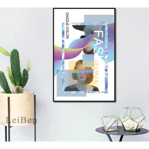 Abstract Fashion Personalized Figure Geometric Colorful Poster Wall Art Canvas Painting for Living Room Modern Home Aisle Decor