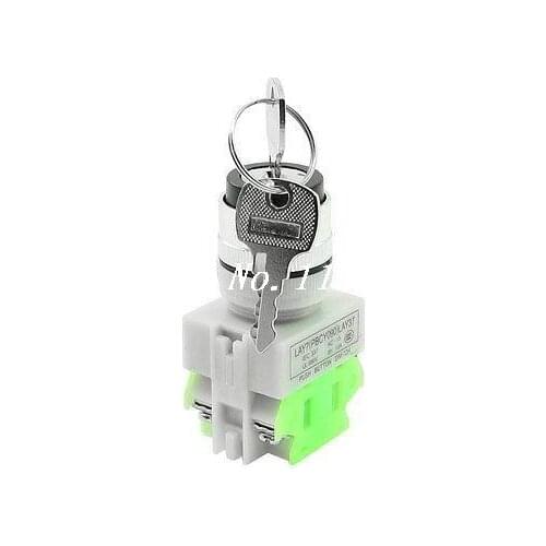 AC 380V 10A 3 Position Rotary Selector Select Switch Key Lock 1 NO 1 NC DPST