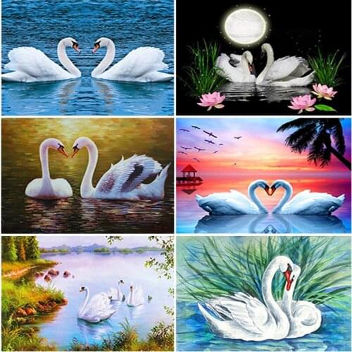 Diy 5D Diamond Painting Swan Animal Full Square Drill Birds Diamond Embroidery Cross Stitch Kits Home Decoration Gift Wall Art