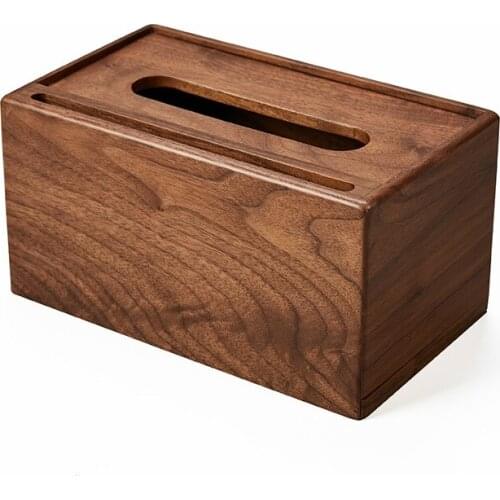 Walnut solid wood paper box home living room simple multifunctional wooden tissue box storage creative paper box