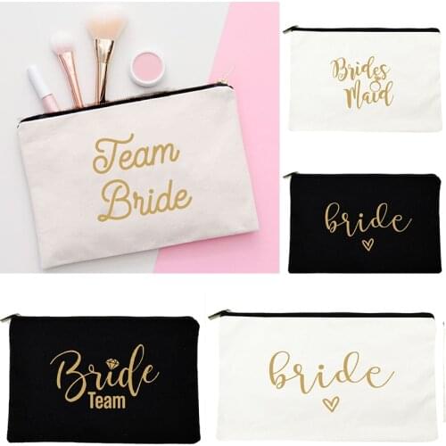 Bride Team Print Womens Makeup Bags Female Cosmetics Case Bag Storage Wash Pack Travel Organizer Toiletry Bag Bridesmaid Gifts