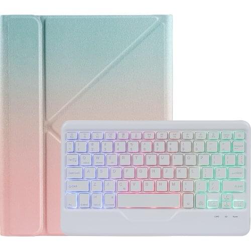PU Case+Keyboard for iPad 11 2021 2020 2018 /iPad Air 4 10.9 Tablet Flip Case Tablet Stand with RGB Backlit Keyboard
