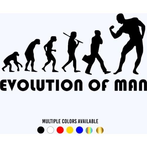 CK20217# Vinyl Decal Evolution of Man Bodybuilder Car Sticker Waterproof Stickers on Truck Bumper Rear Window