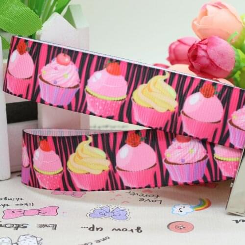 DHK 7/8'' 5yards CupCake printed grosgrain ribbon hair bow diy party decoration OEM Wholesale 22mm C720