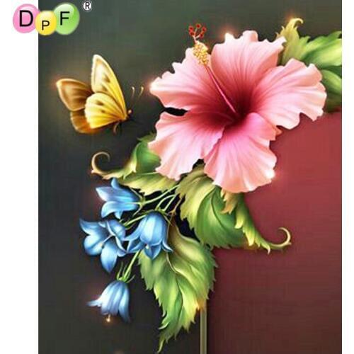 DPF DIY Magic Cube Cross Stitch art craft morning glory butterfly Diamond Embroidery 5D full Round Diamond Painting Mosaic Decor