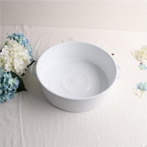 29cm Enamel Export British Binaural round Barbecue Plate Cake Pan Enamel Baking Baking Pan Thickened Baking Pan
