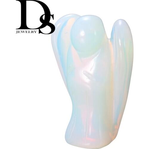 Natural Opal Angel Figurine Quartz Wing Sweetheart Statue Semiprecious Healing Crystal Wedding Party Gifts Home Decoration